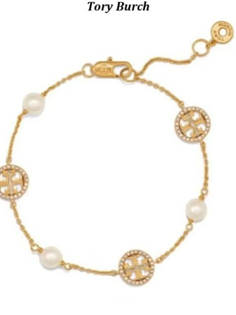 Tory Burch paved pearl bracelet